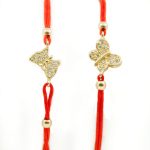 Brățară șnur roșu și Fluture aur galben cu pietre B10 - imagine 2