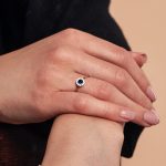 Inel damă, din aur galben cu zirconii albastre și albe  I0161 - imagine 3