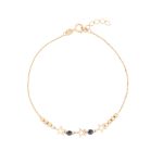 Bratara cu stelute si zirconiu negru aur galben 14k B0320 - imagine 3