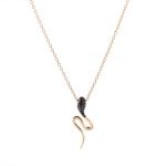 Set lanț din aur și cercei cu motiv șarpe încrustate cu quart fumuriu S94 - imagine 5