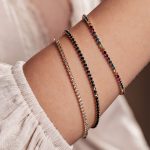 Brățară din aur galben cu cristale negre B354 - imagine 3