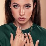 Inel minimalist oval din aur de 14k I0209 - imagine 3