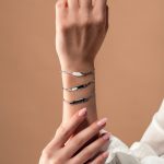 Brățară din aur alb cu plăcuță îngustă B364 - imagine 2