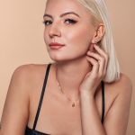 Set din aur cercei și lănțișor cu pandantiv cu quartz fumuriu S125 - imagine 2