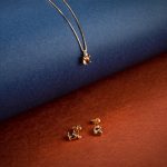 Set din aur cercei și lănțișor cu pandantiv cu quartz fumuriu S125