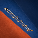 Brățară de picior din aur galben cu steluțe și pietricele B0421