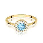 Inel Aur 14K cu Topaz Albastru 0.50 ct si Diamante Naturale 0.14 ct - imagine 2