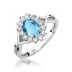 Inel Aur 14K cu Topaz Albastru 0.50 ct si Diamante Naturale 0.12 ct - imagine 5