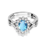 Inel Aur 14K cu Topaz Albastru 0.90 ct si Diamante Naturale 0.12 ct - imagine 6