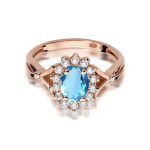 Inel Aur 14K cu Topaz Albastru 0.90 ct si Diamante Naturale 0.12 ct - imagine 10
