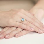 Inel Aur 14K cu Topaz Albastru 0.90 ct si Diamante Naturale 0.12 ct - imagine 4