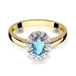 Inel Aur 14K cu Topaz Albastru 0.50 ct si Diamante Naturale 0.06 ct - imagine 2