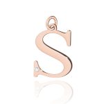 Pandantiv Aur 14K cu Diamant Natural 0.005 ct litera S 10x8 mm - imagine 3