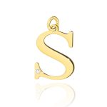 Pandantiv Aur 14K cu Diamant Natural 0.005 ct litera S 10x8 mm