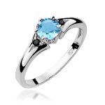 Inel Aur 14k cu Topaz Albastru 0.50 ct si  Diamante Negre 0.029 ct - imagine 4