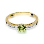 Inel Aur 14K  cu Peridot 0.60 ct si Diamante laterale 0.05 ct - imagine 2
