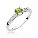 Inel Aur 14K  cu Peridot 0.60 ct si Diamante laterale 0.05 ct - imagine 4