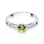 Inel Aur 14K  cu Peridot 0.60 ct si Diamante laterale 0.05 ct - imagine 5