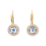Cercei eleganti din aur galben  cu topaz si cristale zirconia C335