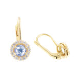 Cercei eleganti din aur galben  cu topaz si cristale zirconia C335 - Imagine 2