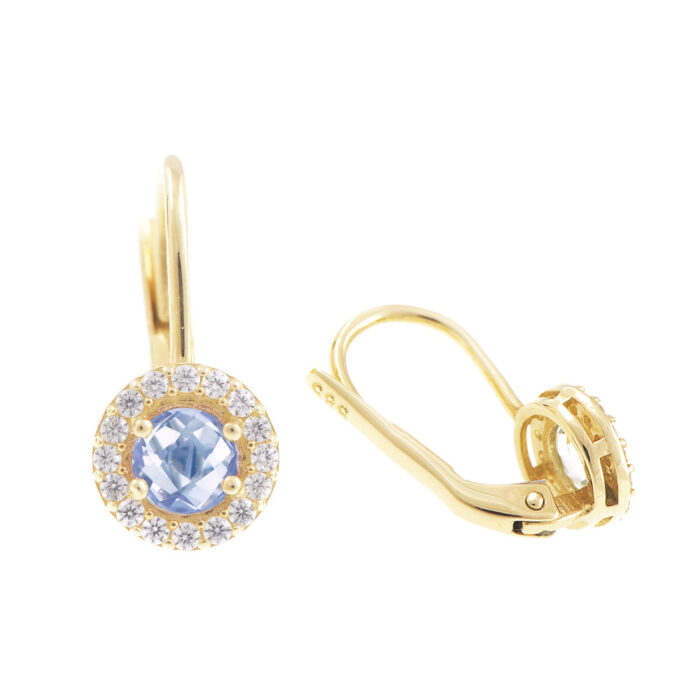 Cercei eleganti din aur galben  cu topaz si cristale zirconia C335 - Imagine 2