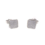 Cercei eleganti din aur alb si cristale zirconia C349