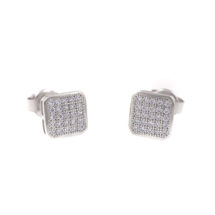Cercei eleganti din aur alb si cristale zirconia C349