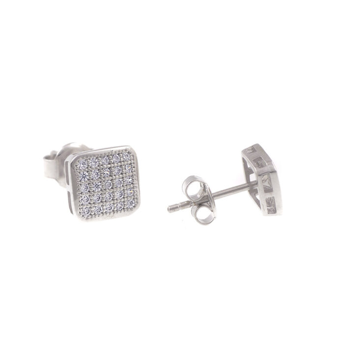 Cercei eleganti din aur alb si cristale zirconia C349 - Imagine 2