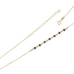 Lantisor reglabil, aur galben 14k, cu bobite negre L100
