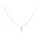 Lant argint cu pandantiv cruciulita cu cristale zircon L144