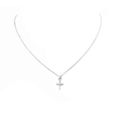 Lant argint cu pandantiv cruciulita cu cristale zircon L144