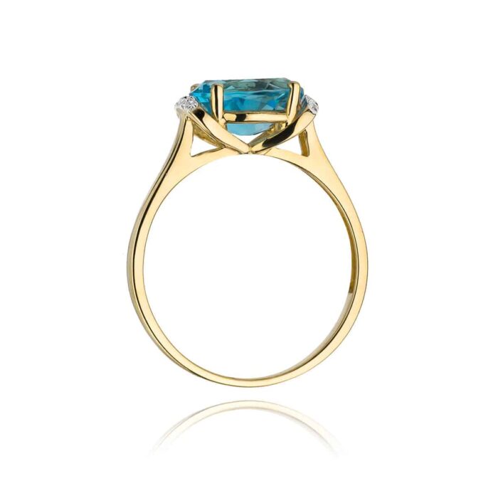 Inel Aur 14K cu Topaz 1.70 ct si Diamante 0.04 ct - Imagine 3