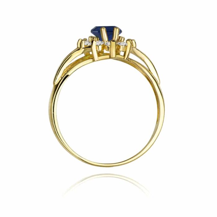 Inel Aur 14k cu Safir 0.90 ct si Diamante - Imagine 3