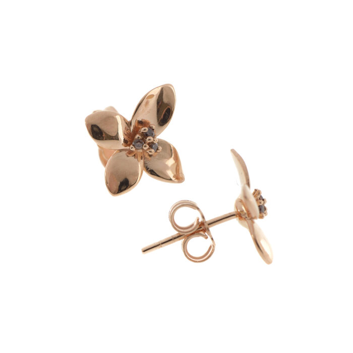 Cercei floricica din aur roz C0408 - Imagine 3