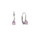 Cercei din aur alb de 14K cu zirconii roz C446