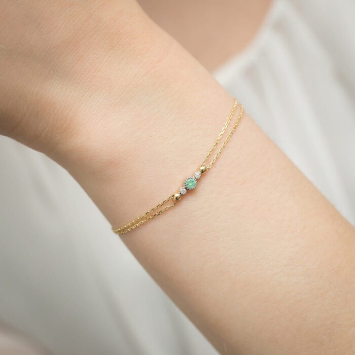 Brățară Aur 14K B0005 Smarald 0.15ct - Imagine 2