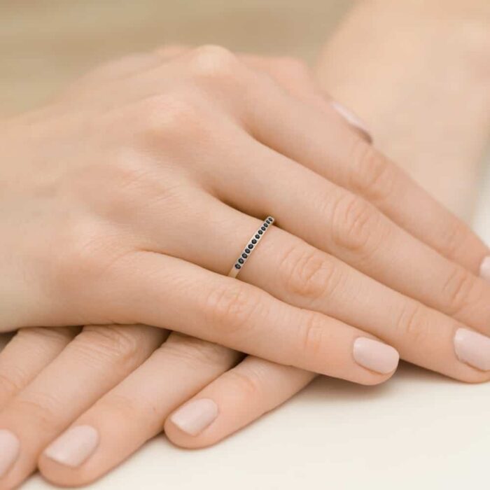 Inel Aur 14k cu Diamant Negru 0.09 ct - Imagine 7