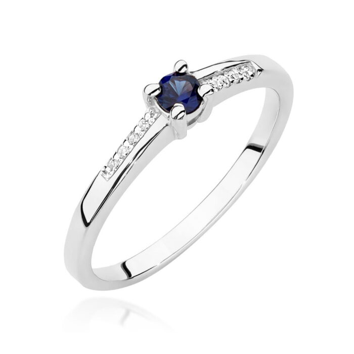 Inel Aur 14K cu Safir 0.15 ct si Diamante 0.04 ct - Imagine 5