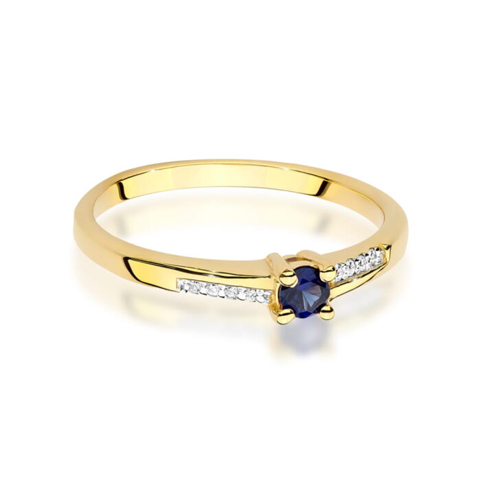 Inel Aur 14K cu Safir 0.15 ct si Diamante 0.04 ct - Imagine 2
