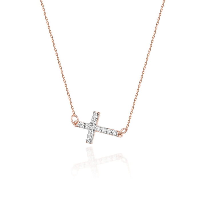 Colier Cruciulita Aur 14k cu Diamante 0.06 ct - Imagine 3
