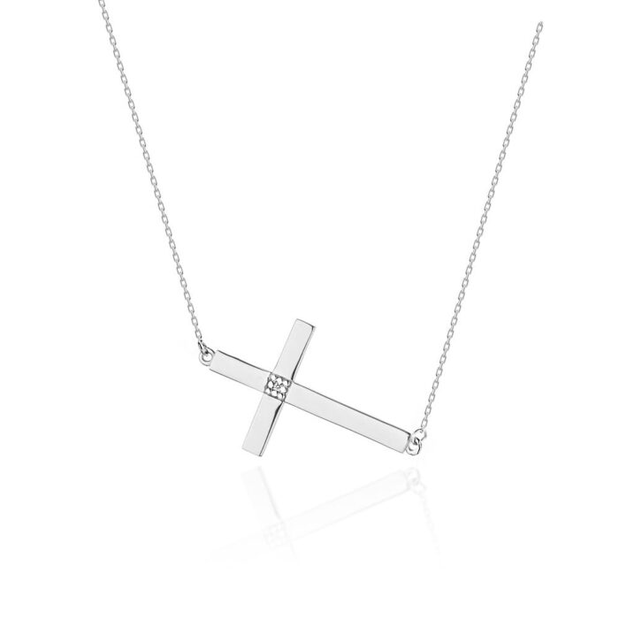 Colier Cruce Aur 14k cu Diamante 0.005 ct - Imagine 5