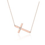 Colier Cruce Aur 14k cu Diamante 0.005 ct - Imagine 3