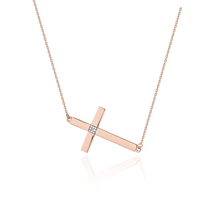 Colier Cruce Aur 14k cu Diamante 0.005 ct - Imagine 3
