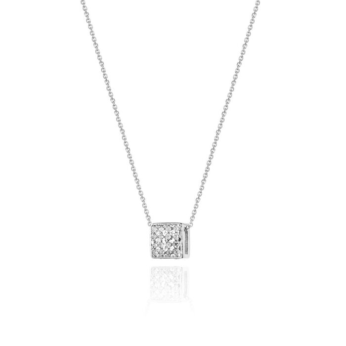 Colier Patrat Aur 14k cu Diamante 0.08 ct - Imagine 5