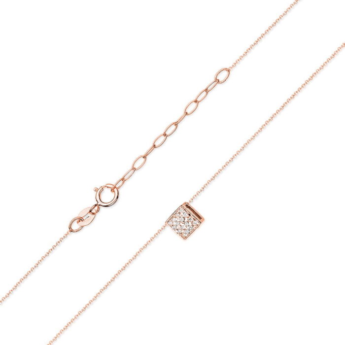 Colier Patrat Aur 14k cu Diamante 0.08 ct - Imagine 4