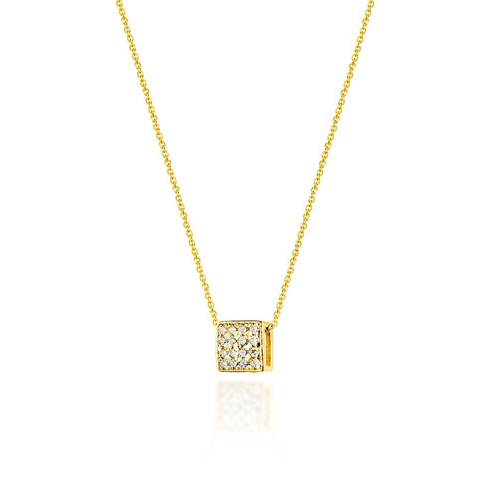 C013-Z-585-B0.08_1.jpg Colier Patrat Aur 14k cu Diamante 0.08 ct - Imagine 1