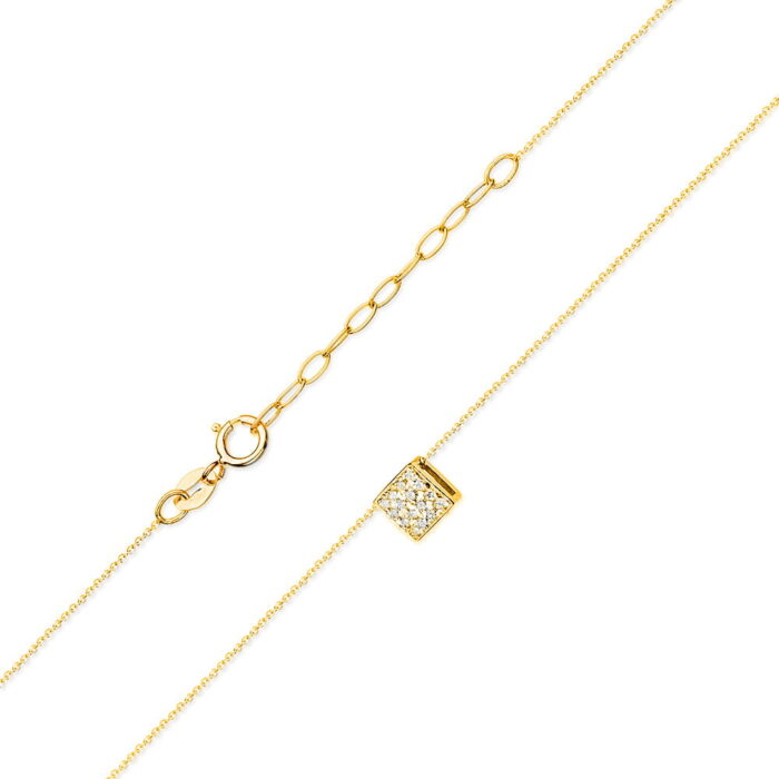 Colier Patrat Aur 14k cu Diamante 0.08 ct - Imagine 2