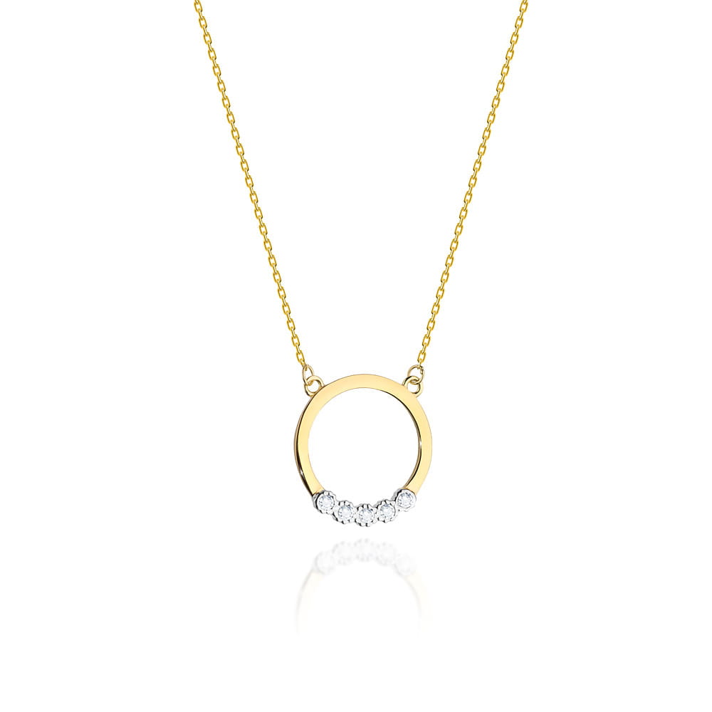 C020-Z-585-B0.045_1.jpg Colier Cerculet Aur 14k cu Diamante 0.045 ct - Imagine 1