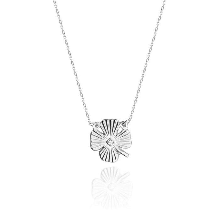 Colier Trifoi Aur 14k cu Diamante 0.005 ct - Imagine 5