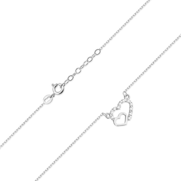 Colier Inimioare Aur 14k cu Diamante 0.06 ct - Imagine 6